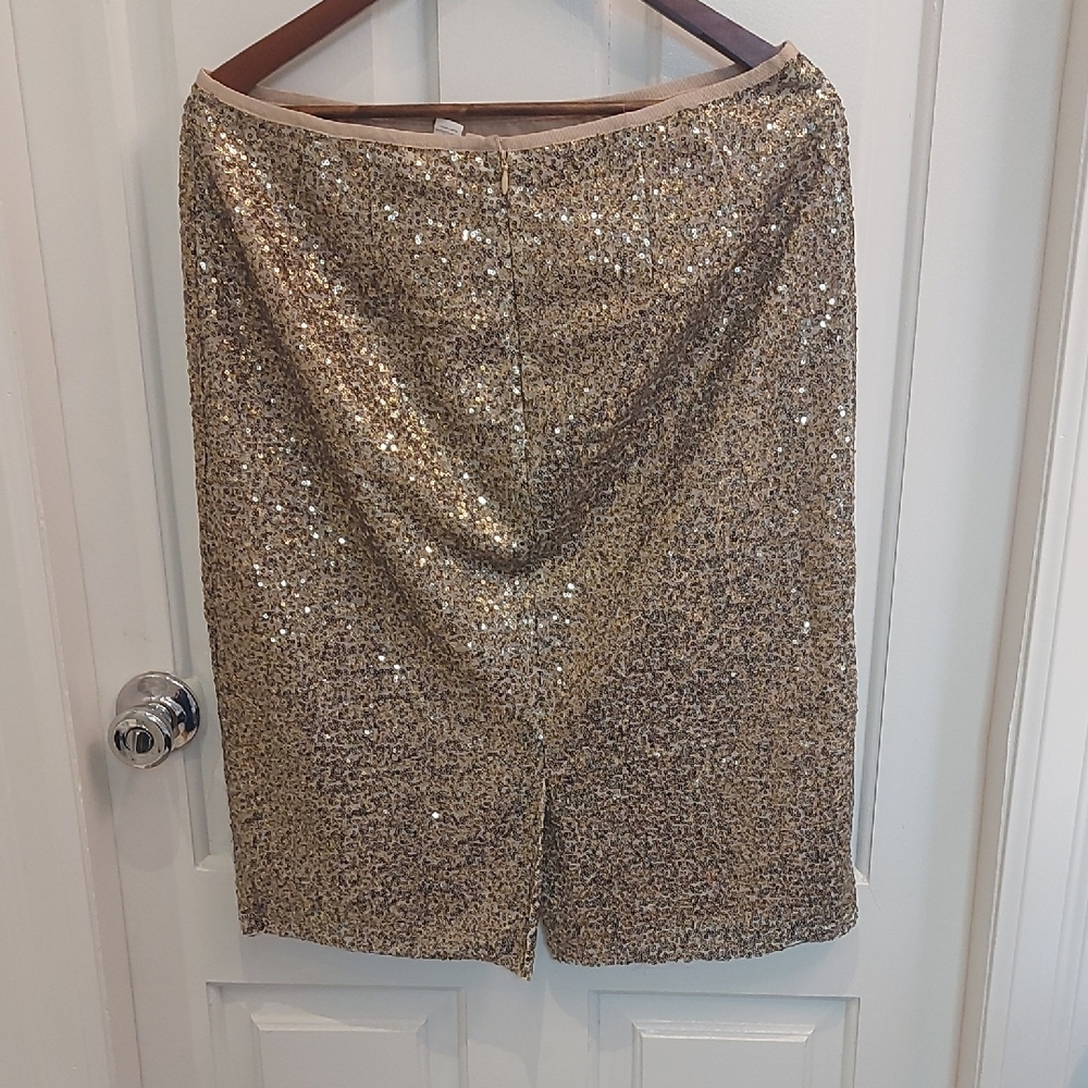 Chico's Glittering Gold Sequin Pencil Skirt - Picture 6 of 8